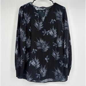 Lafayette 148 New York silk long-sleeve floral print blouse